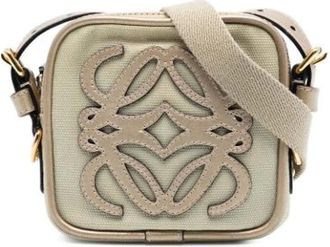 Loewe Pre-owned Cross Body Bags, female, Beige, Size: ONE SIZE Pre-owned Canvas Crossbody Bag