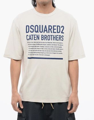 Dsquared2 Mens Loose Fit Logo T-Shirt Beige Clothing > Polo & T-Shirts