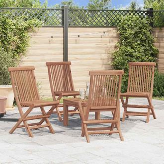vidaXL Vidaxl - Sillas De Jard&iacute;n Plegables 4 Unidades Madera Maciza De Teca