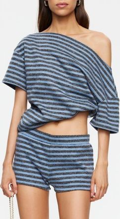 Lioness Wildlands One-Shoulder Knit Top in Grey Blue Stripe at Nordstrom, Size X-Small