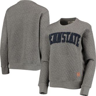 Pressbox Womens Pressbox Heather Charcoal Penn State Nittany Lions Moose Quilted Pullover Sweatshirt in Heather Gray at Nordstrom, Size Xx-Large