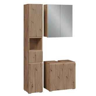 Vicco Juego De Muebles De Ba&ntilde;o De 3 Piezas Takumi, Roble Artesanal, 3 Piezas, Vicco