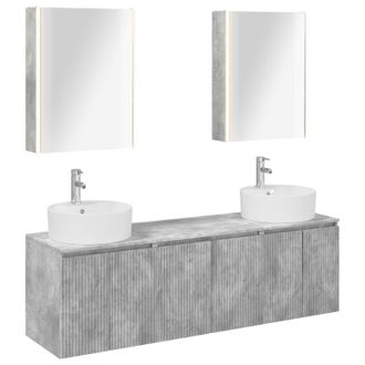 vidaXL Juego De Muebles De Ba&ntilde;o 5 Pcs Gris Hormig&oacute;n Vidaxl