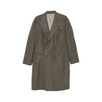 Tagliatore Double-Breasted Coats, male, Brown, Size: M C-Ld10B Ev876 Coat