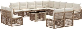 vidaXL Conjunto De Sof&aacute;s De Jard&iacute;n 14 Uds. Beige Y Blanco Crema Vidaxl