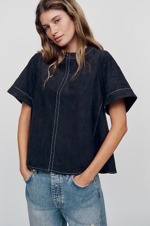 Maeve Emmy Faux-Suede Swing Blouse by Maeve