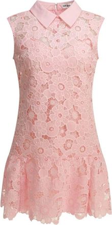 Self Portrait Kleedjes, Dames, Roze, 2Xs, Polyester, Lace Collared Mini Dress