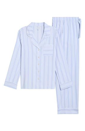 Nordstrom Classic Cotton Pajamas in Blue Parker Stripe at Nordstrom, Size X-Small