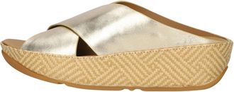 FitFlop Lulu Lux Cross Slide - Dames - Sleehakken - Geel - 42 EU - Leer - Schoenen