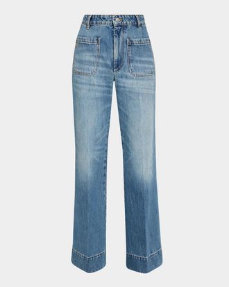 Victoria Beckham Alina Front-Pocket Wide-Leg Jeans