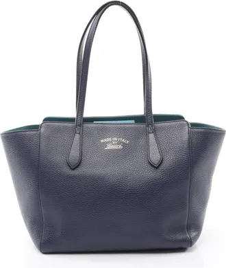 Gucci Navy Leather Handbag Tote Bag (Pre-Owned)