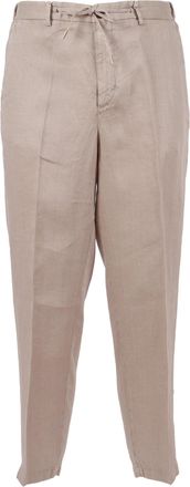 BRIGLIA 1949 Linen Tapered Drawstring Straight-Leg Pants