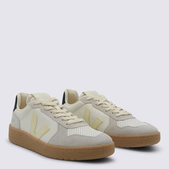 Veja Mixed-Leather Low-Top Sneaker - White
