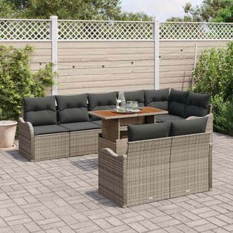 vidaXL Conjunto De Sof&aacute; De Jard&iacute;n 9 Pcs Gris Polirat&aacute;n Vidaxl