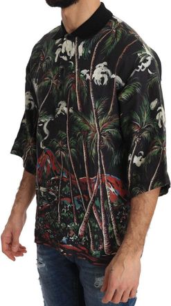 Dolce & Gabbana Mens Black Volcano Sicily Short Sleeve T-Shirt Cotton