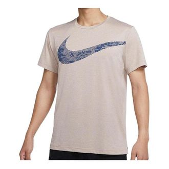 Nike Mens Nike Casual Sports Large Logo Round Neck Training Short Sleeve Gray T-Shirt CZ1355-283