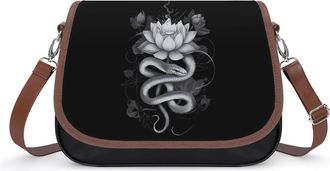 Generic Snake Wrapped Flower Crossbody Bags for Women Fashion Leather Shoulder Handbags With Adjustable Strap