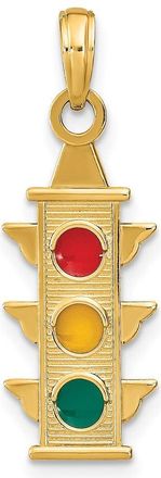 Diamond2Deal 14k Yellow Gold Red/Yellow/Green Enamel Traffic Signal Charm Pendant