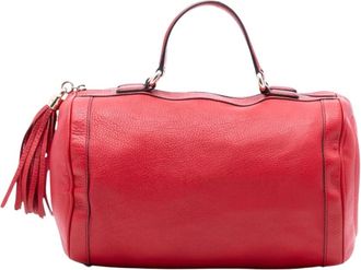 Gucci Pre-owned Handbags, female, Red, Size: ONE SIZE Pre-owned Tasseled Leather Barrel Bag