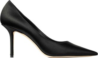 Jimmy Choo London Love 85 Satin Pumps - Dames - Pumps - Zwart - 41 EU - Satijn - Schoenen