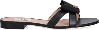 Bally bow-embellished leather slides - women - Leather/Leather/Leather - 37 - Black