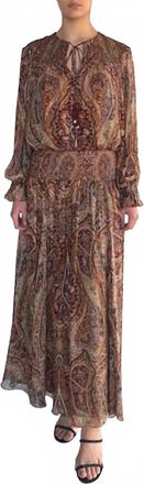 Hemant & Nandita Smocked Detail Maxi Dress In Burgundy