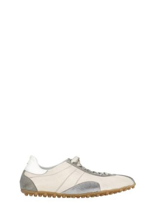 Maison Margiela Ivory Leather Suede-Blend Sneakers