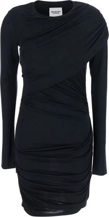 Isabel Marant Zwarte jurk met ronde halslijn en ruchedesign - Dames - Korte kleedjes - Zwart - S - Kleedjes