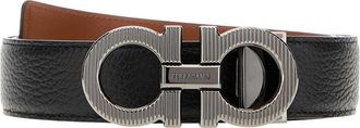 Ferragamo Black Brown Logo Reversible Belt