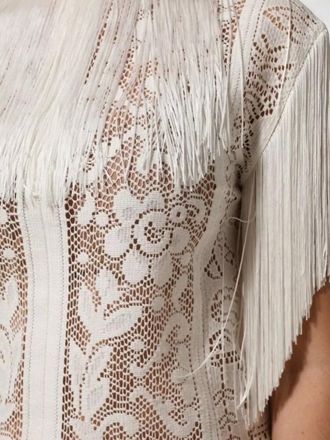 Dolce & Gabbana floral lace fringe knee-length dress