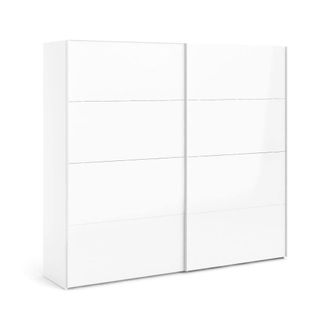 Dmora Armario 2 Puertas Damienne, Muebles De Dormitorio, Vestidor, Armario De Ropa, 243x61 H220 Cm, Blanco Brillante - Dmora