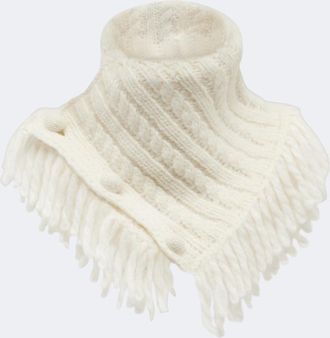 Moncler Cable-knit fringed alpaca and wool-blend scarf
