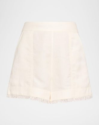 SIMKHAI Dax Fringe Linen-Blend Shorts