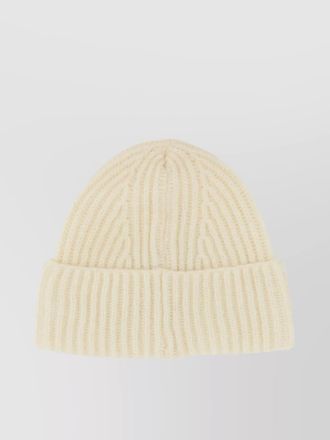 Baracuta logo patch ribbed knit beanie hat
