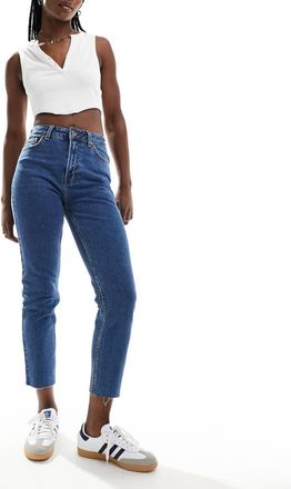 Only Emily high waist straight jeans in dark blue