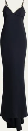 Stella McCartney Embellished V-Neck Trumpet Gown