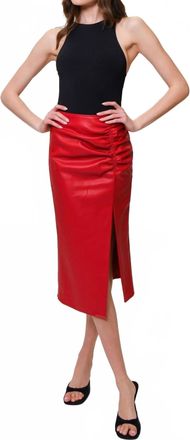 Hutch Nelly Ruched Midi Skirt In Red