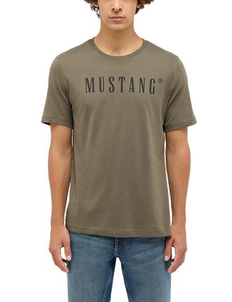 Mustang Kurzarmshirt MUSTANG Herren Style Austin, Herren, Gr. 4XL, gr&uuml;n (khaki), Jersey, 100% Baumwolle, Rundhals, Shirts Kurzarmshirt