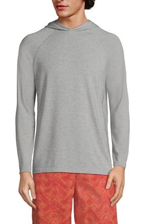 Lands End Cooling Long Sleeve UPF 50 Hooded Swim Tee Rash Guard in Gray Heather at Nordstrom, Size Xx-Large