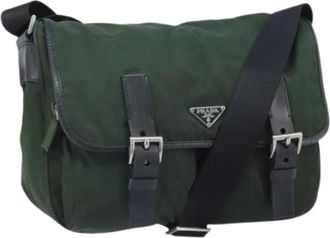Prada Pre-owned Vintage Nylon Schoudertas - Dames - Vintage Schoudertas - Groen - ONE Size - Nylon - Vintage