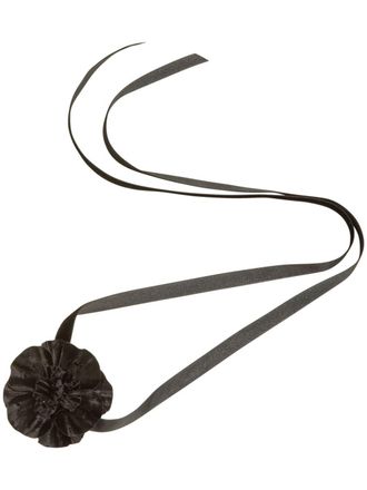 Jennifer Behr Posy velvet flower neck tie - women - Rayon/Silk - One Size - Black