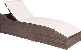 vidaXL Lettino con Cuscino in Polyrattan Marrone - Vidaxl