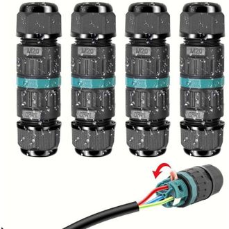 OEM Conectores El&eacute;ctricos Impermeables Ip68 - Conector De Cable De 3 Hilos, Caja De Conexiones Para Exteriores, Para Cables De &Oslash; 5 A 12 Mm (4 Unidades)