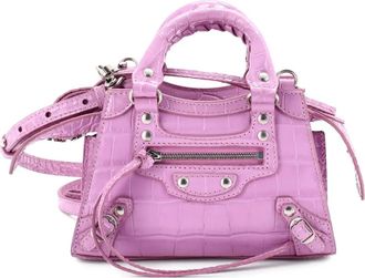 Balenciaga Neo Classic City Bag Crocodile Embossed Leather Nano crossbody bag - Paars