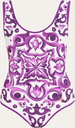 Dolce & Gabbana Majolica-Print One-Piece Swimsuit