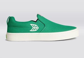 Cariuma Mens Cariuma The Slip-On Sneakers Green Canvas Low Top Casual Shoes GAL1750