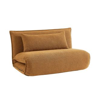 Sweeek Sill&oacute;n cama convertible de tejido borreguito, 2 plazas, mostaza