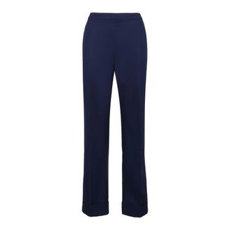Aspesi High-Rise Cotton Trousers - female - Aspesi - Straight Trousers - Blue - L - Trousers
