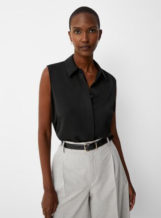 Contemporaine Womens Shirt collar silky cami