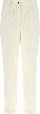 Kiton Broeken, Dames, Wit, XS, Katoen, Tapered Corduroy Broeken